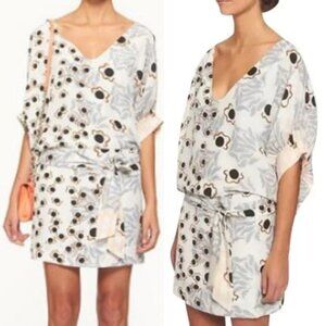 DIANE VON FURSTENBERG DVF Edna Dress Cream Ivory Geo Floral Belted Shift Dress 8